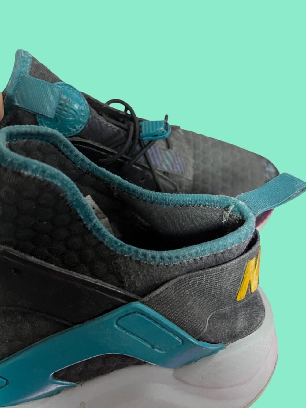 Nike Air Huarache Run Ultra Black Teal Athletic Sneakers Men's 9 US 8 UK 42.5 EU - Picture 6 of 9